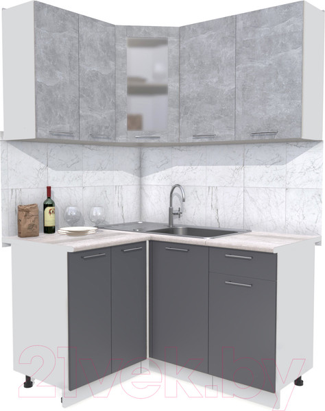 Изображение товара Кухонный гарнитур Интерлиния Мила 12x14 (бетон/антрацит/травертин)
