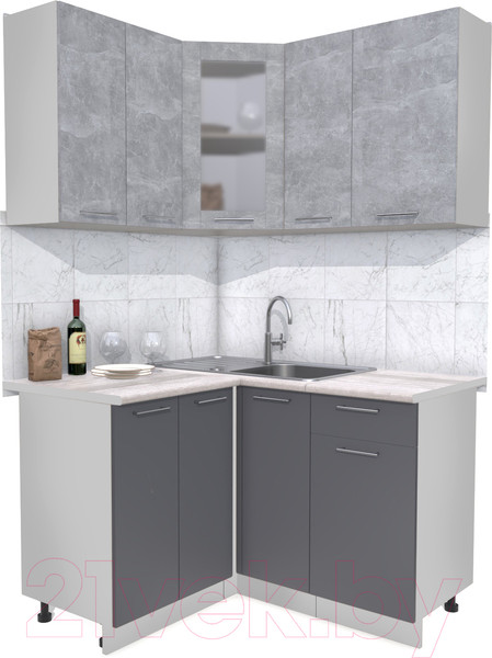 Изображение товара Кухонный гарнитур Интерлиния Мила 12x13 (бетон/антрацит/травертин)