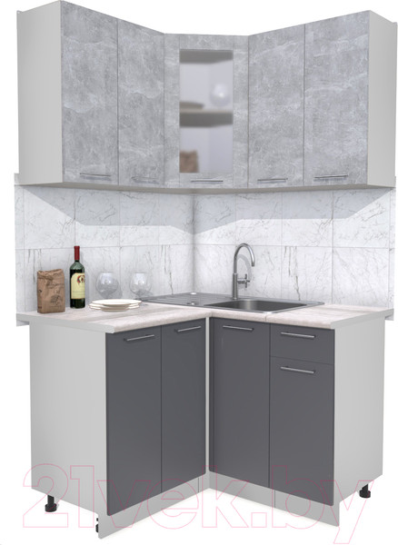 Изображение товара Кухонный гарнитур Интерлиния Мила 12x12 (бетон/антрацит/травертин)