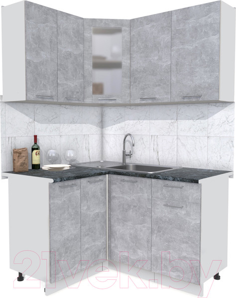 Изображение товара Кухонный гарнитур Интерлиния Мила 12x14 (бетон/бетон/кастилло темный)
