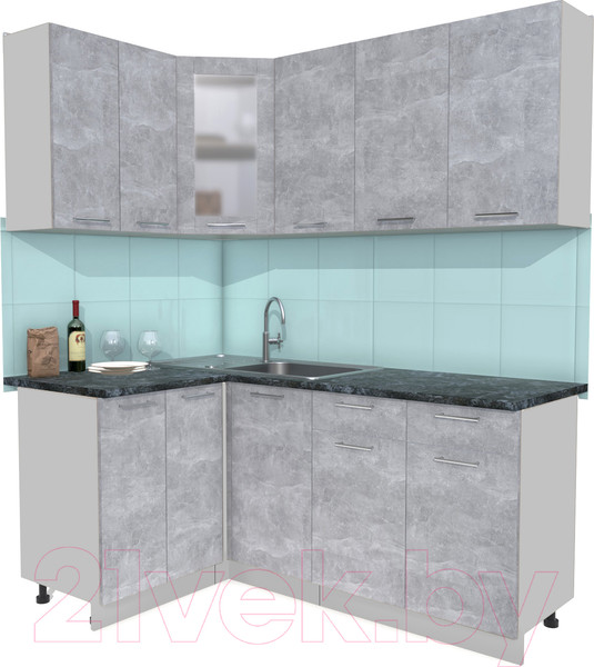Изображение товара Кухонный гарнитур Интерлиния Мила 12x18 (бетон/бетон/кастилло темный)