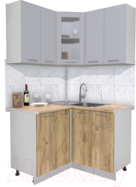 Изображение товара Кухонный гарнитур Интерлиния Мила 12x12 (серебристый/дуб золотой/дуб бунратти)