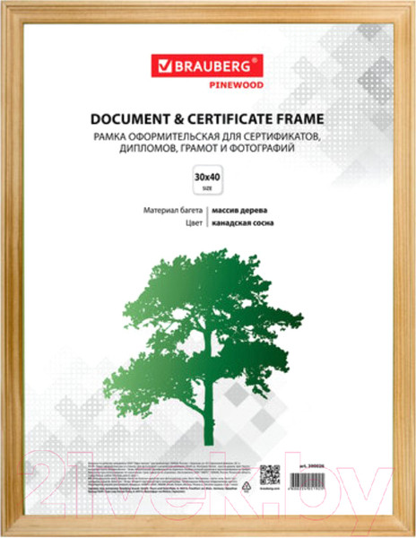 Изображение товара Рамка Brauberg Hit / 390026 (канадская сосна)