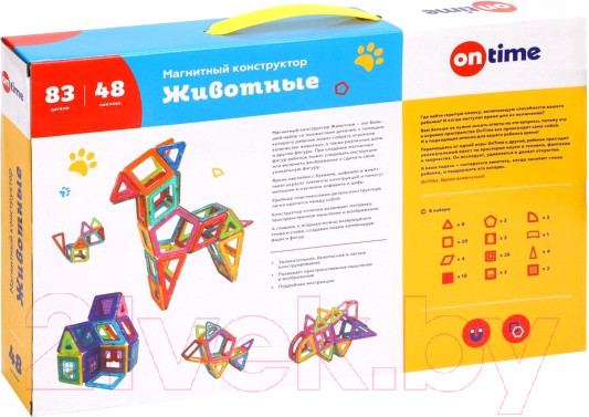 Изображение товара Конструктор магнитный On Time Животные / 45006 (83эл)