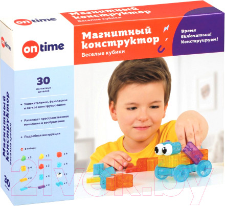 Изображение товара Конструктор магнитный On Time Веселые кубики / 45039 (30эл)