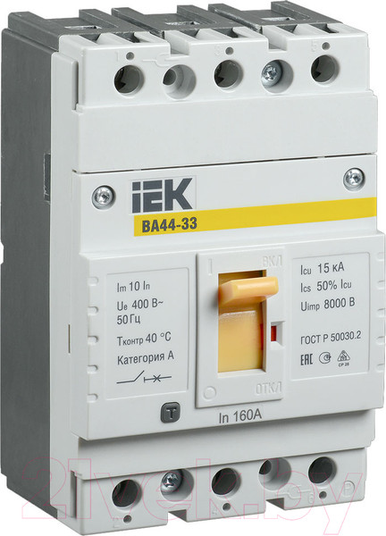 Изображение товара Выключатель автоматический IEK ВА 44-33 3P 160A 15kA / SVA4410-3-0160