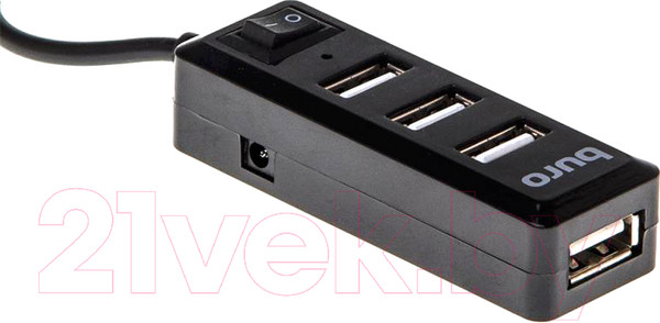Изображение товара USB-хаб Buro BU-HUB4-0.5L-U2.0 (черный)