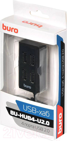 Изображение товара USB-хаб Buro BU-HUB4-U2.0 (черный)