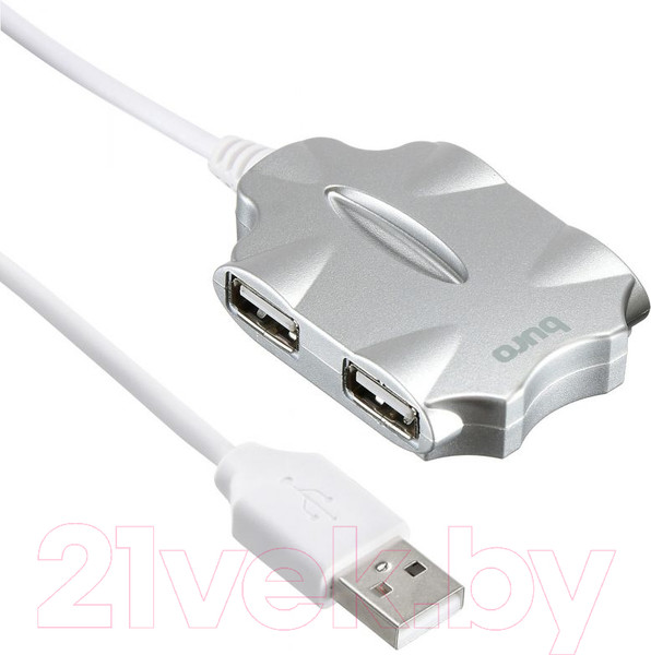 Изображение товара USB-хаб Buro BU-HUB4-0.5-U2.0-Candy (серебристый)