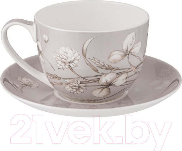 Изображение товара Чашка с блюдцем Lefard White Flower / 415-2136 (серый)