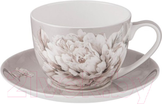 Изображение товара Чашка с блюдцем Lefard White Flower / 415-2136 (серый)