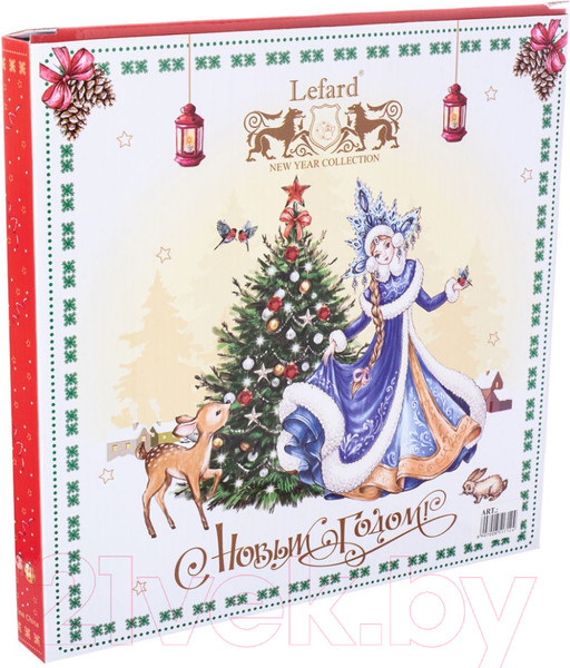 Изображение товара Тарелка столовая обеденная Lefard Дед Мороз и Снегурочка / 85-1716 (красный)