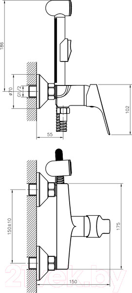 Изображение товара Гигиенический душ со смесителем Rossinka Silvermix RS29-52
