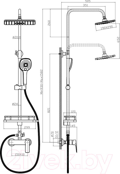Изображение товара Душевая система со смесителем Rossinka Silvermix RS27-45