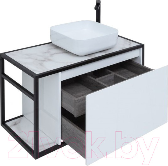 Изображение товара Тумба под умывальник Aquanet Nova Lite Loft 90 R / 261651 (белый глянец)
