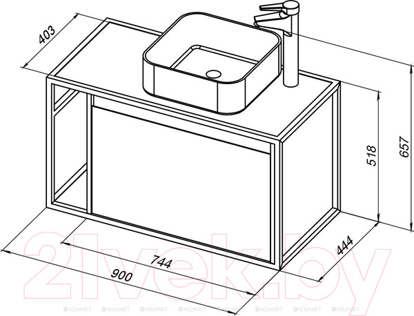 Изображение товара Тумба под умывальник Aquanet Nova Lite Loft 90 R / 261651 (белый глянец)