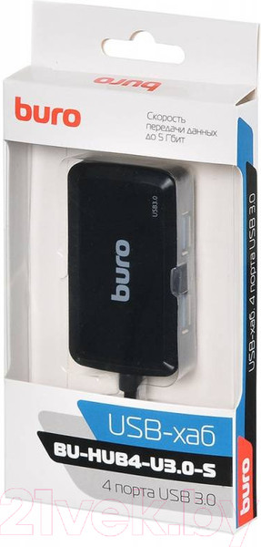 Изображение товара USB-хаб Buro BU-HUB4-U3.0-S