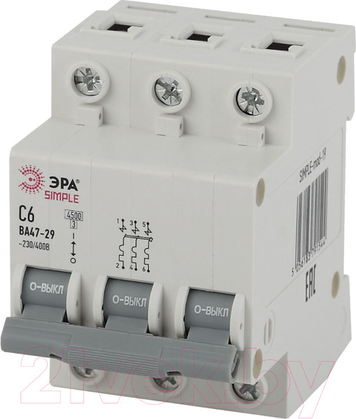 Изображение товара Выключатель автоматический ЭРА Simple-Mod-22 ВА47-29 3P 20А 4.5кА / Б0039239