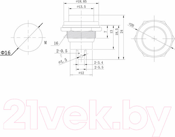 Изображение товара Кнопка для пульта Rexant ON-OFF 36-3350 (черный)