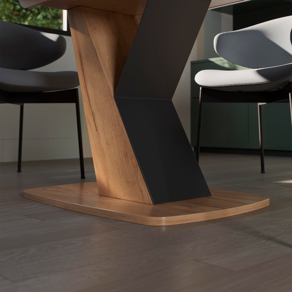 Изображение товара Обеденный стол ТриЯ Гарда тип 1 (дуб крафт золото/стекло матовое черный графит)