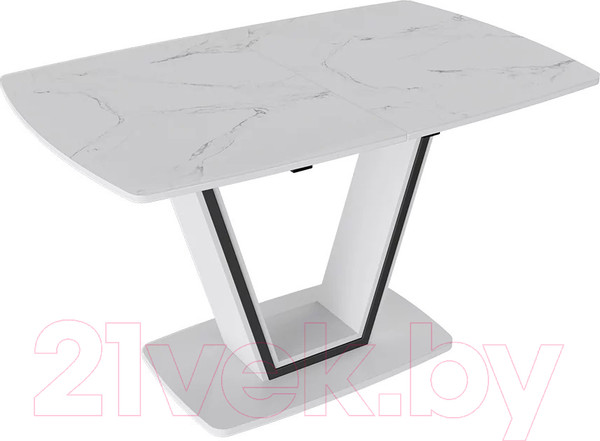 Изображение товара Обеденный стол ТриЯ Дели тип 1 (белый глянец/стекло матовое белый мрамор)