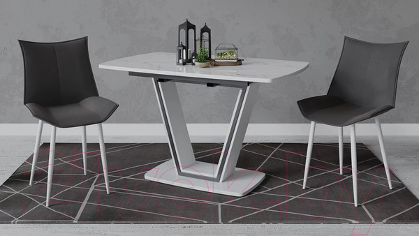 Изображение товара Обеденный стол ТриЯ Дели тип 1 (белый глянец/стекло матовое белый мрамор)