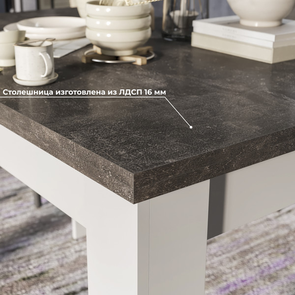 Изображение товара Обеденный стол ТриЯ Промо тип 4 (белый/ателье темный)