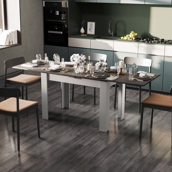 Изображение товара Обеденный стол ТриЯ Промо тип 4 (белый/ателье темный)