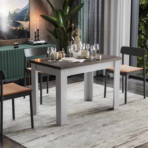 Изображение товара Обеденный стол ТриЯ Промо тип 4 (белый/ателье темный)