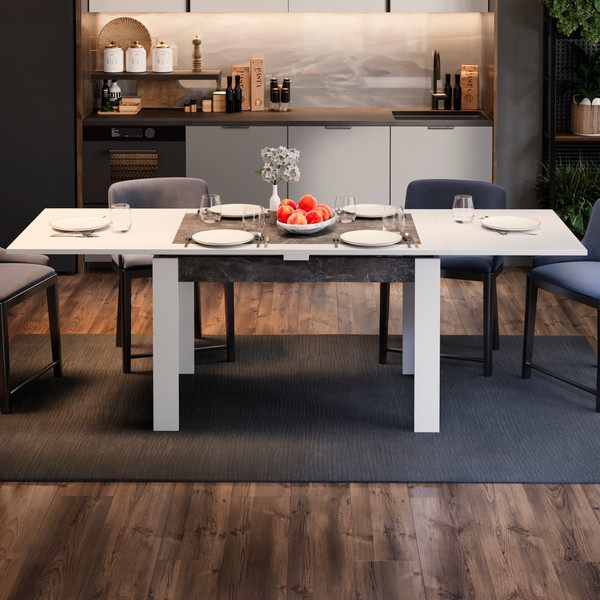 Изображение товара Обеденный стол ТриЯ Хьюстон тип 4 (белый/ателье темный)