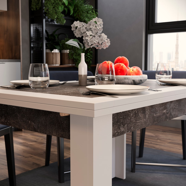 Изображение товара Обеденный стол ТриЯ Хьюстон тип 4 (белый/ателье темный)