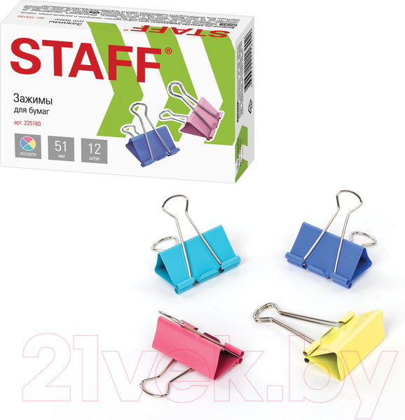 Изображение товара Зажим для бумаги Staff 225160 (12шт)