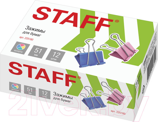 Изображение товара Зажим для бумаги Staff 225160 (12шт)