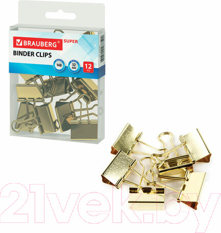Изображение товара Зажим для бумаги Brauberg 229587 (12шт)