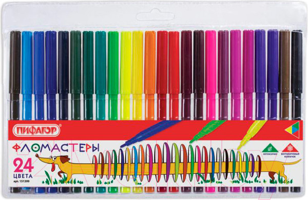 Изображение товара Фломастеры Пифагор Веселая такса / 151399 (24шт)