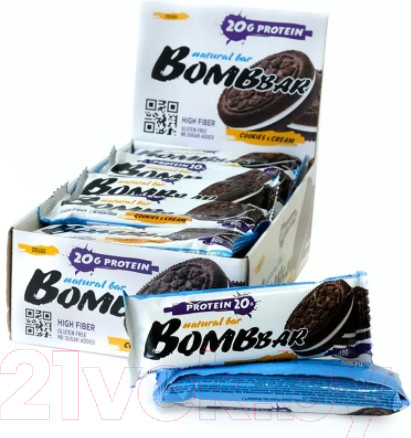 Изображение товара Набор протеиновых батончиков Bombbar Печенье/крем (20x60г)