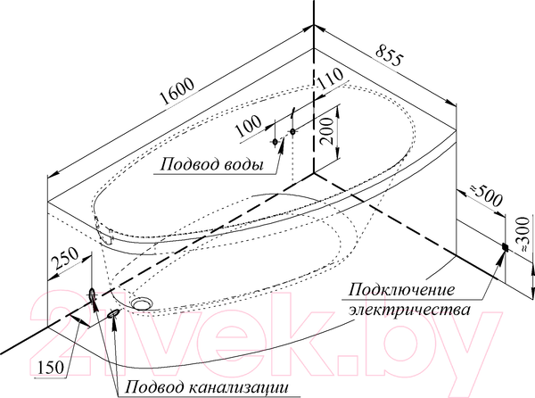 Изображение товара Ванна акриловая Radomir Орсини R / 1-01-4-2-1-032К (сифон бронза)