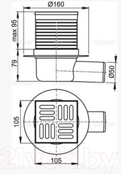 Изображение товара Трап для душа Alcadrain APV31-BL-01