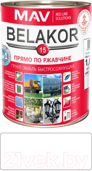 Изображение товара Грунт-эмаль MAV Belakor-15 (1л, белый матовый)
