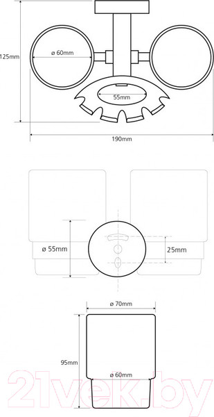 Изображение товара Набор стаканов для зубной щетки и пасты Bemeta Omega 104110042