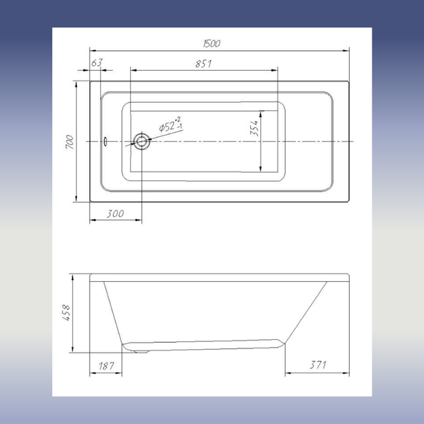 Изображение товара Ванна акриловая Ventospa Novaro 150x70 (с ножками)