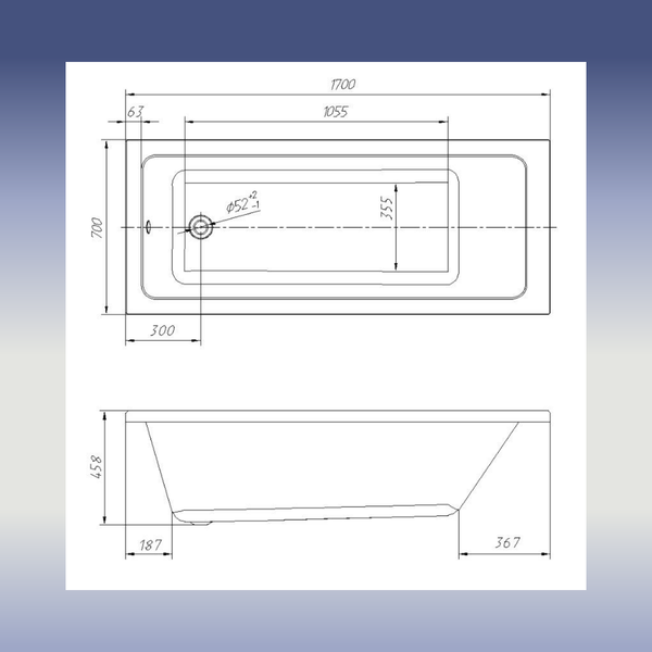Изображение товара Ванна акриловая Ventospa Novaro 170x70 (с ножками)