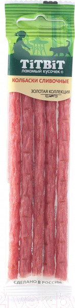 Изображение товара Лакомство для кошек TiTBiT Золотая коллекция. Колбаски Сливочные / 21729