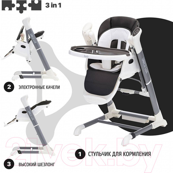 Изображение товара Стульчик для кормления Nuovita Unico Lux Bianco (черный/белый)