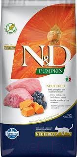 Изображение товара Сухой корм для кошек Farmina N&D Grain Free Pumpkin Lamb & Blueberry Adult Neutered (1.5кг)