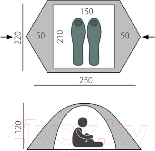 Изображение товара Палатка BTrace Ion 2+ / T0492 (зеленый)