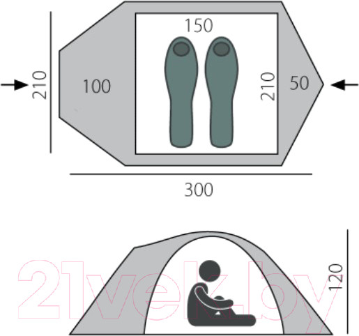 Изображение товара Палатка BTrace Talweg 2+ / T0496 (зеленый)