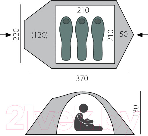 Изображение товара Палатка BTrace Talweg 3+ / T0497 (зеленый)
