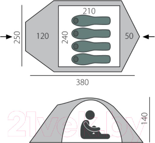 Изображение товара Палатка BTrace Talweg 4 / T0498 (зеленый)