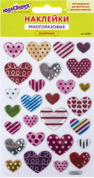 Изображение товара Набор наклеек Юнландия Сердца / 661832